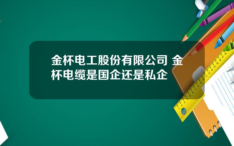 金杯电工股份有限公司 金杯电缆是国企还是私企